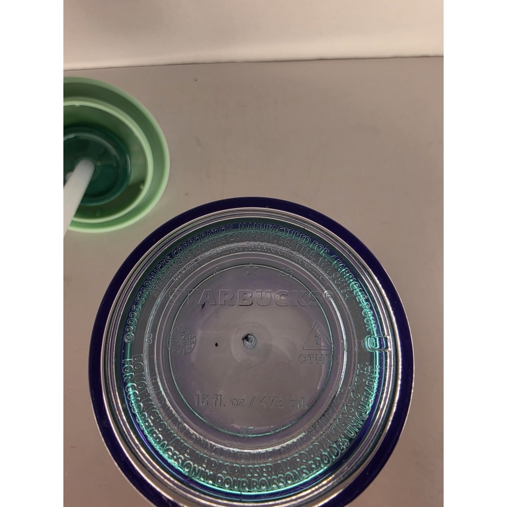 Starbucks 2025 Green Ombre Cold Cup Tumbler 16 oz 473 mL Lid Straw Carry Loop - Picture 9 of 9